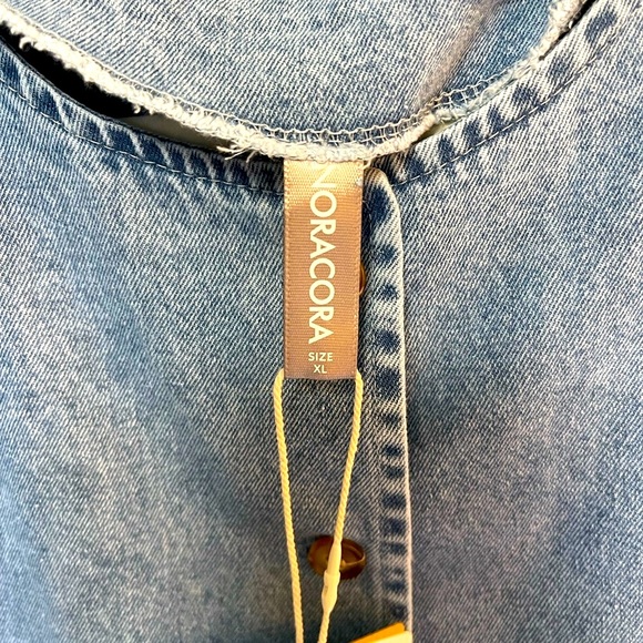 Noracora NWT Denim Jean mini Dress Button up front| Split Sleeves Size XL - Picture 8 of 11